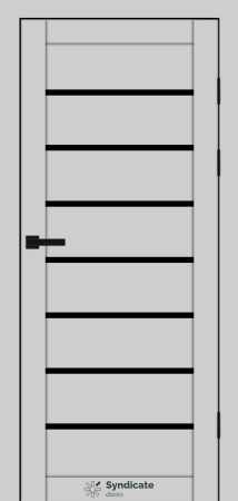 Двері Syndicat Doors PVC 102 Сірий матовий чорне скло